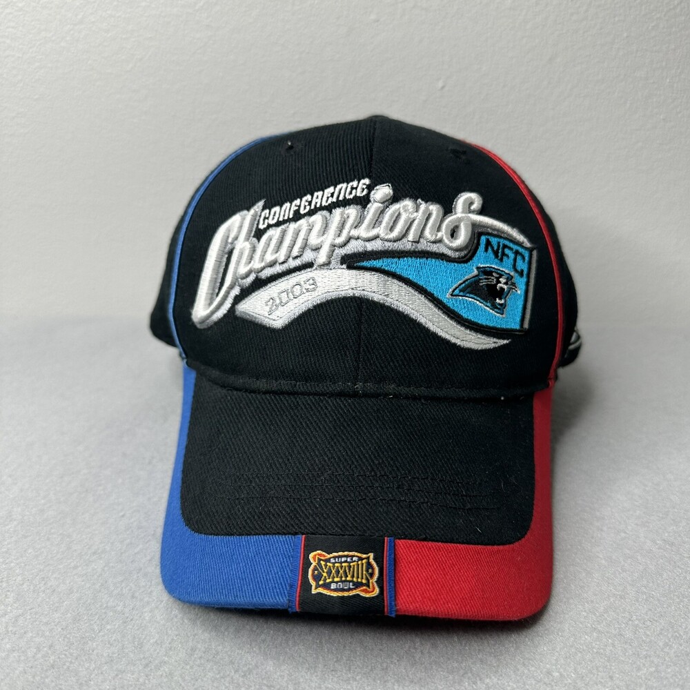 Vintage Carolina Panthers Hat Cap Adult Strap Back 2003 NFC Conference Champs